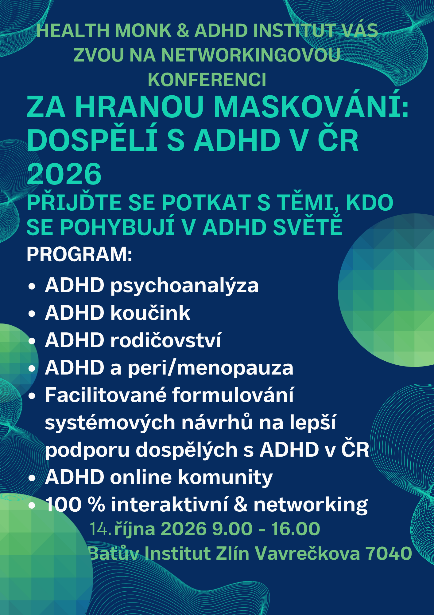Pozvánka na ADHD konferenci 14. 10. 2026.